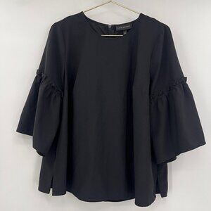 Lane Bryant Plus Womens Bell Sleeve Flowy Black Top/Blouse Size 14/16